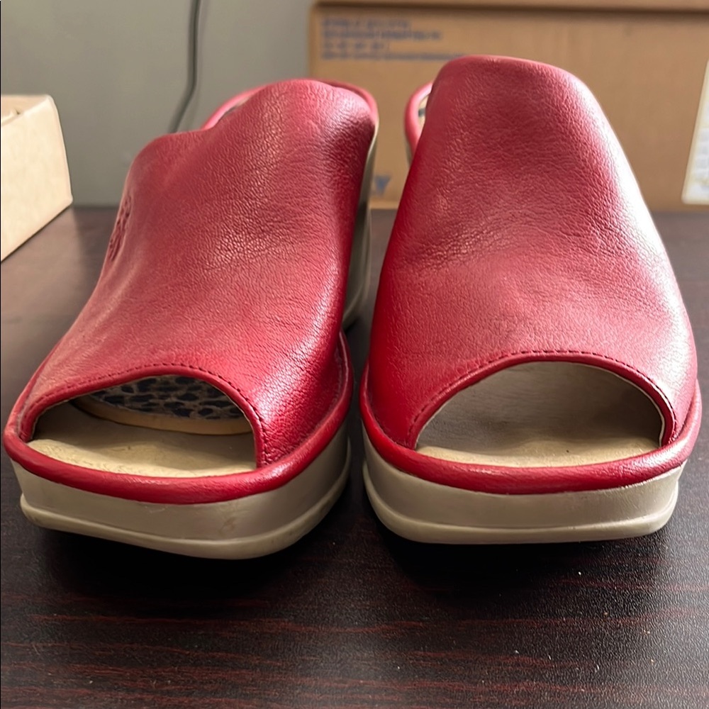 Fly London Red Mules with Comfort Platform